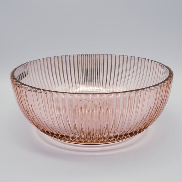 Anchor Hocking Pink Depression Glass Bowl 8.75" Queen Mary Vertical Ribbed VTG - Picture 1 of 11